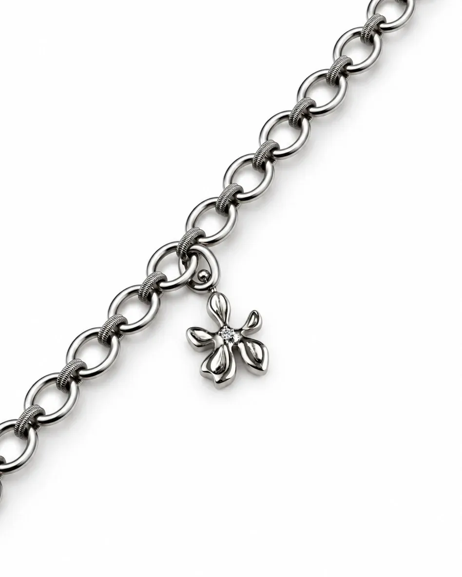 Bloom Charm Bracelet — Rhodium Finish